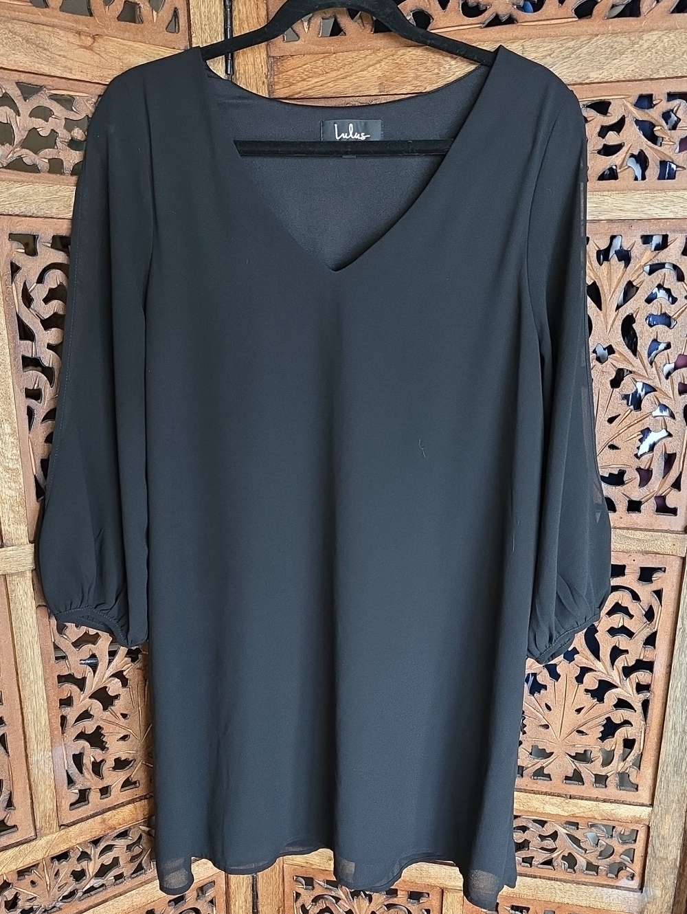 Lulu's Black V-Neck Mini Dress